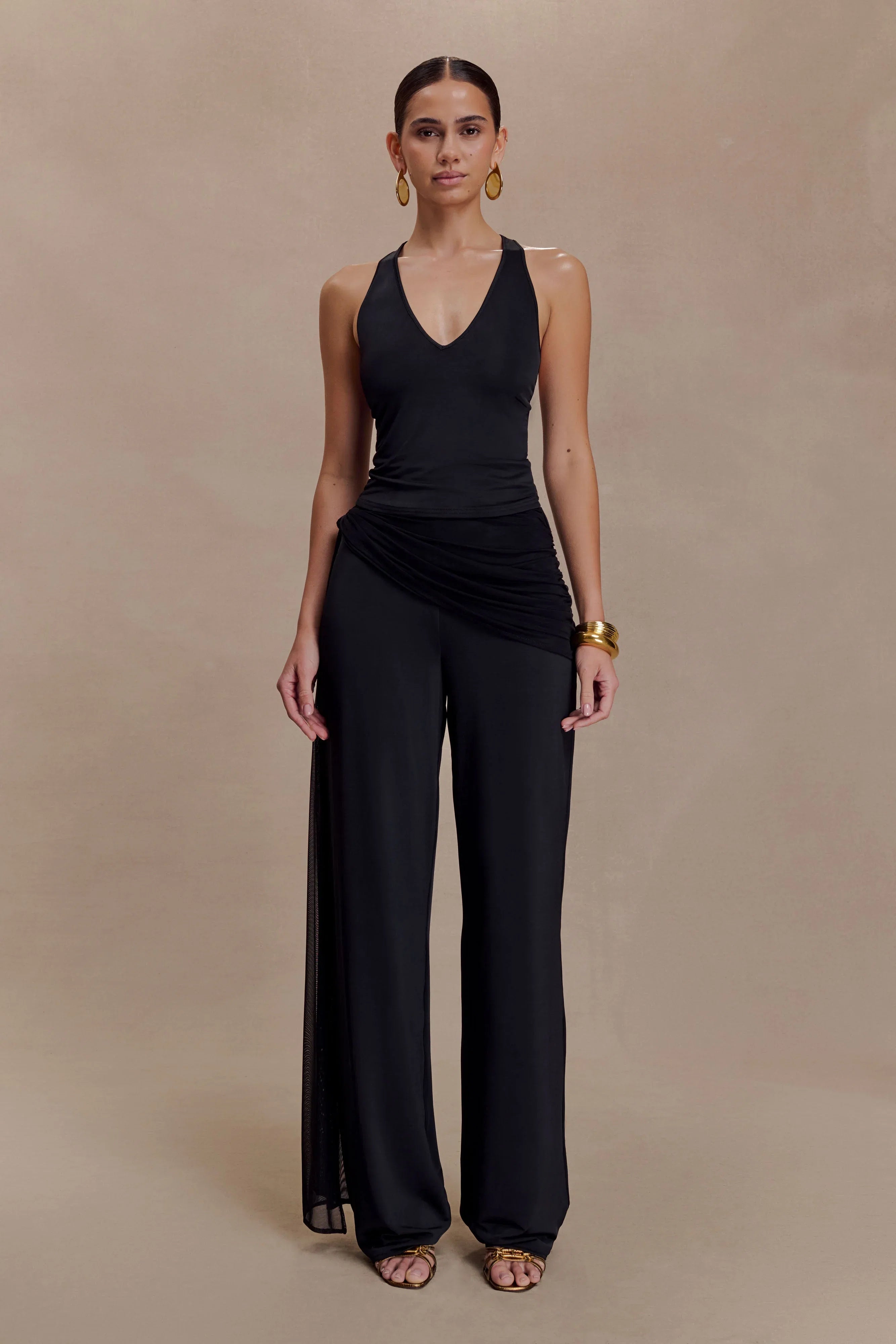 Aspyn Slinky And Mesh Top Black