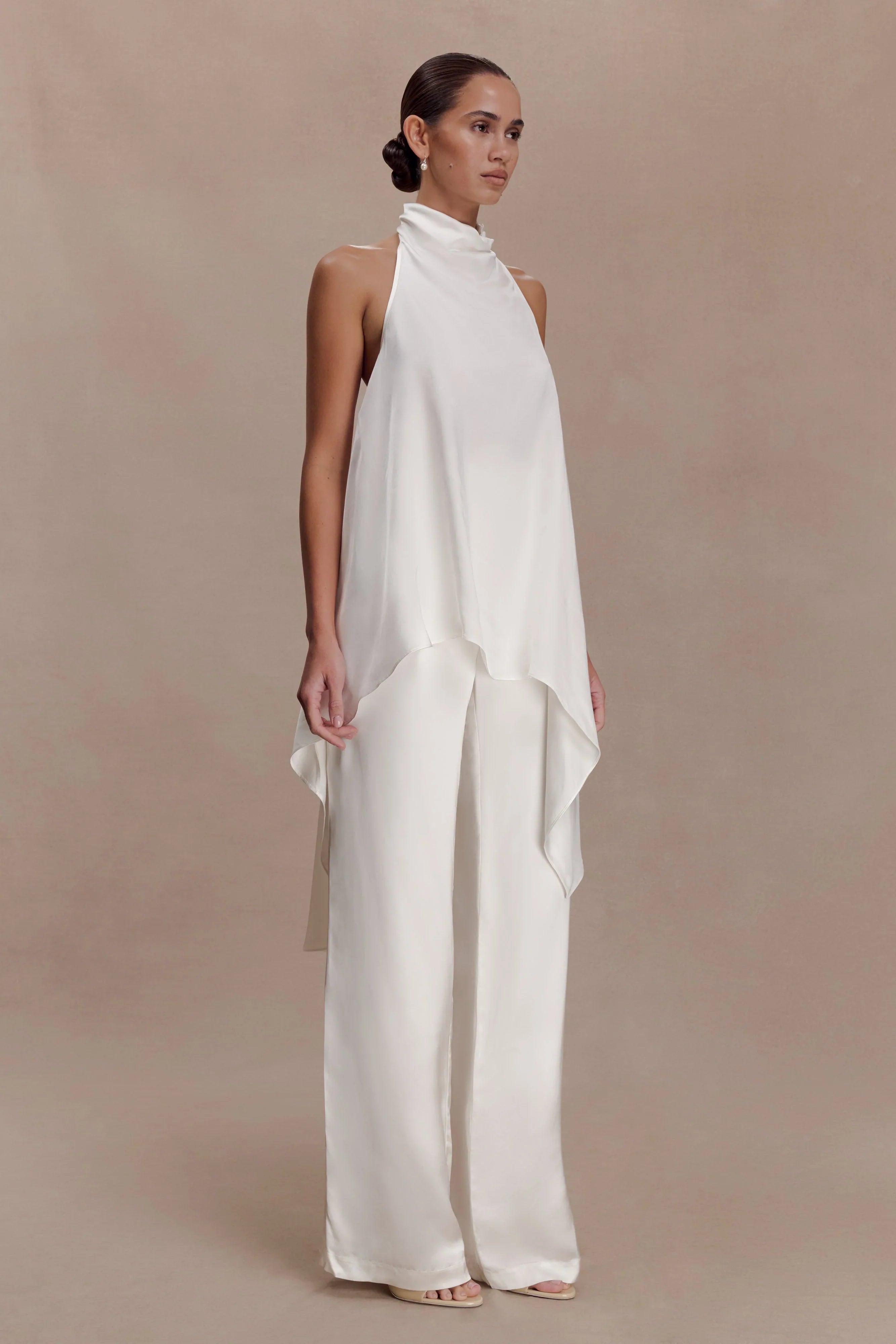 Sydney Straight Leg Satin Pants Ivory