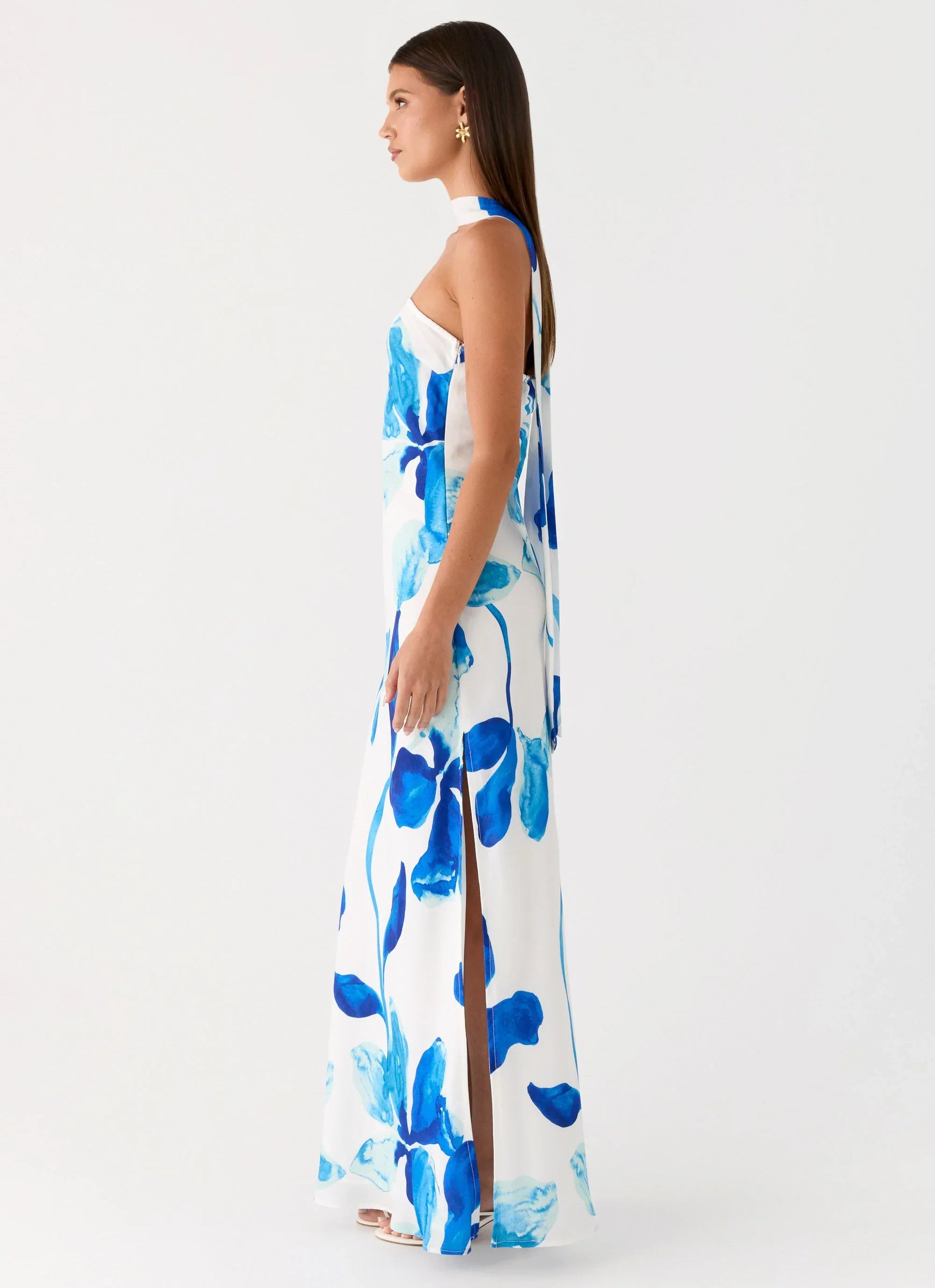 Ashelle Chiffon Maxi Dress Cerulean Bloom