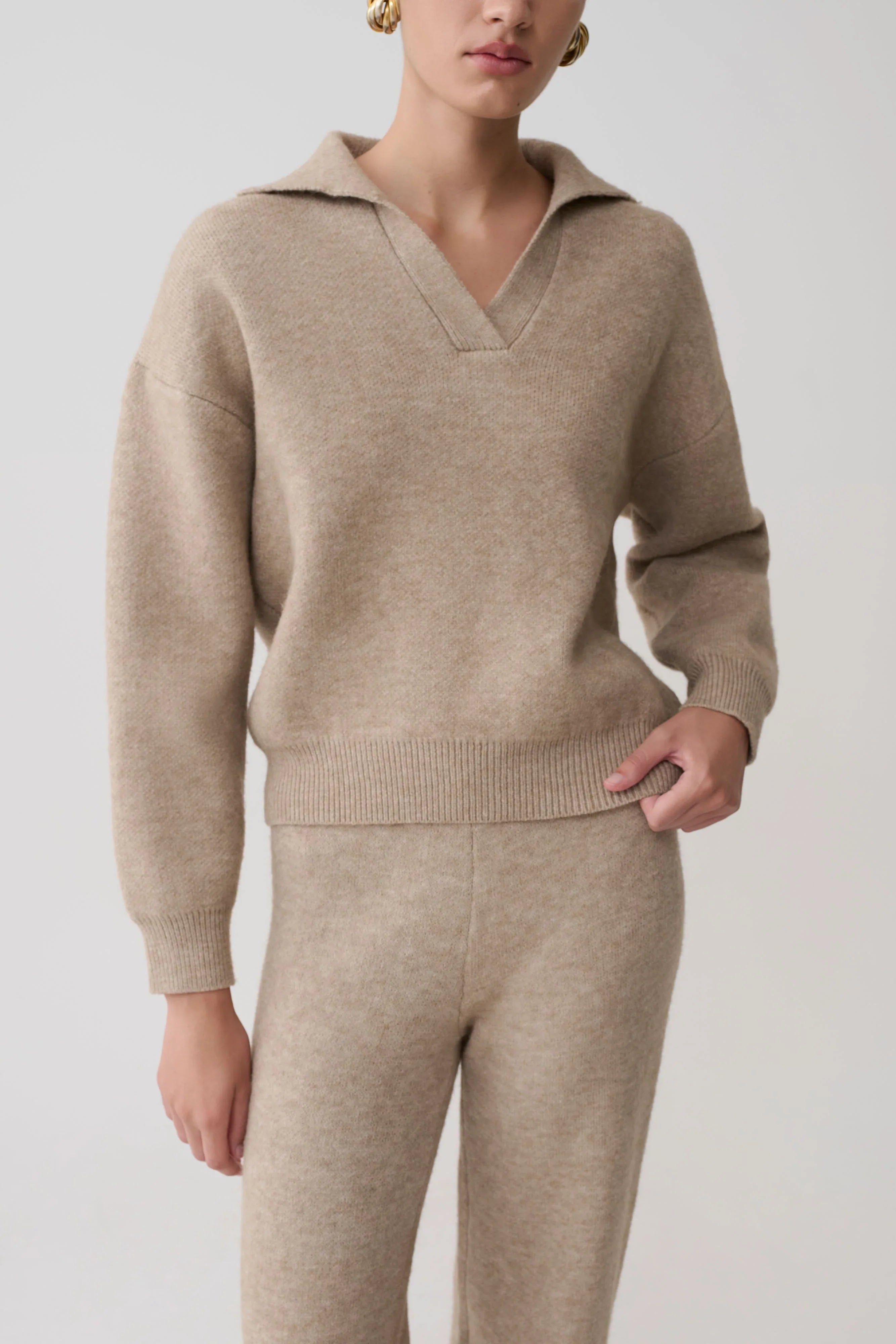 Luca Knit Jumper Beige Marle