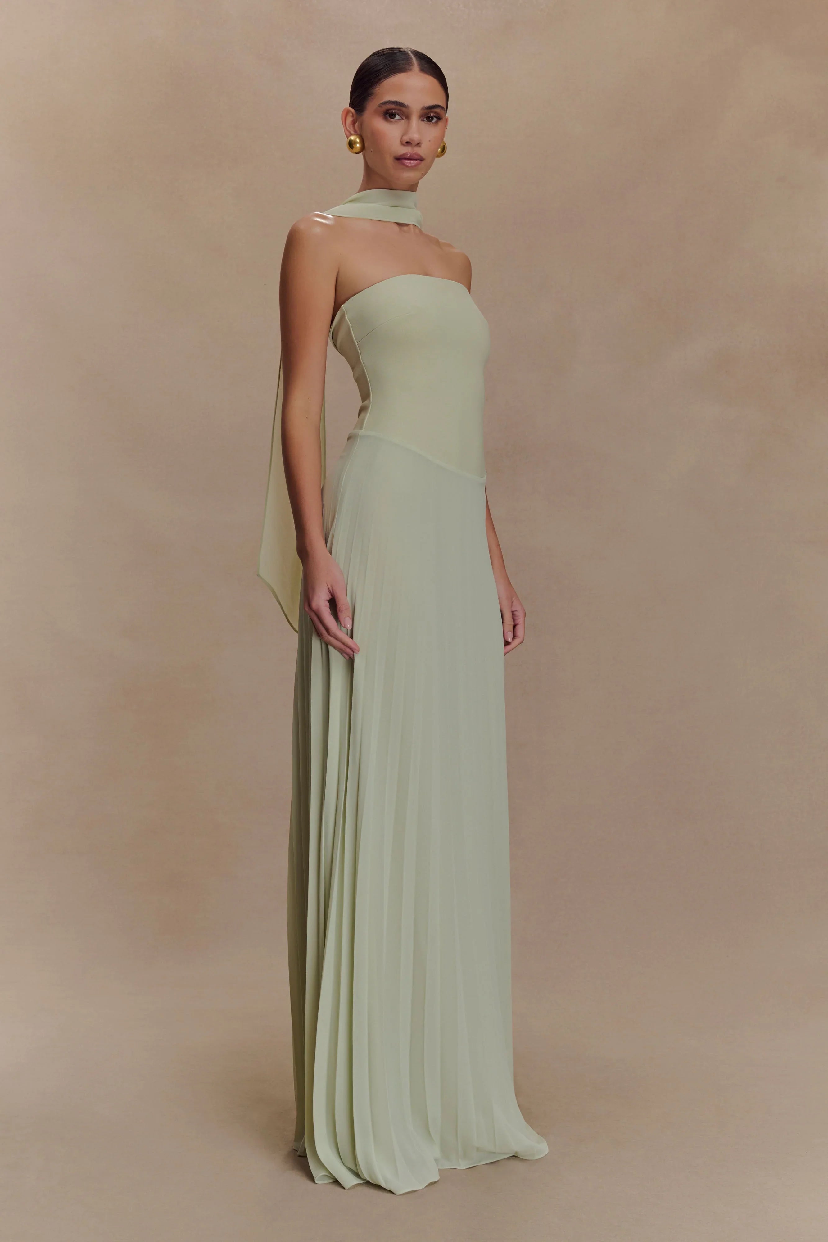 Caira Chiffon Scarf Maxi Dress Sage