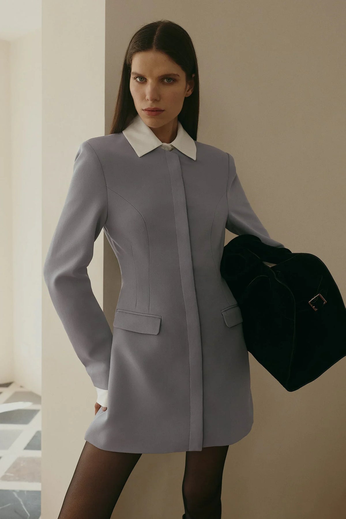 Gretchen Suiting Mini Dress Grey