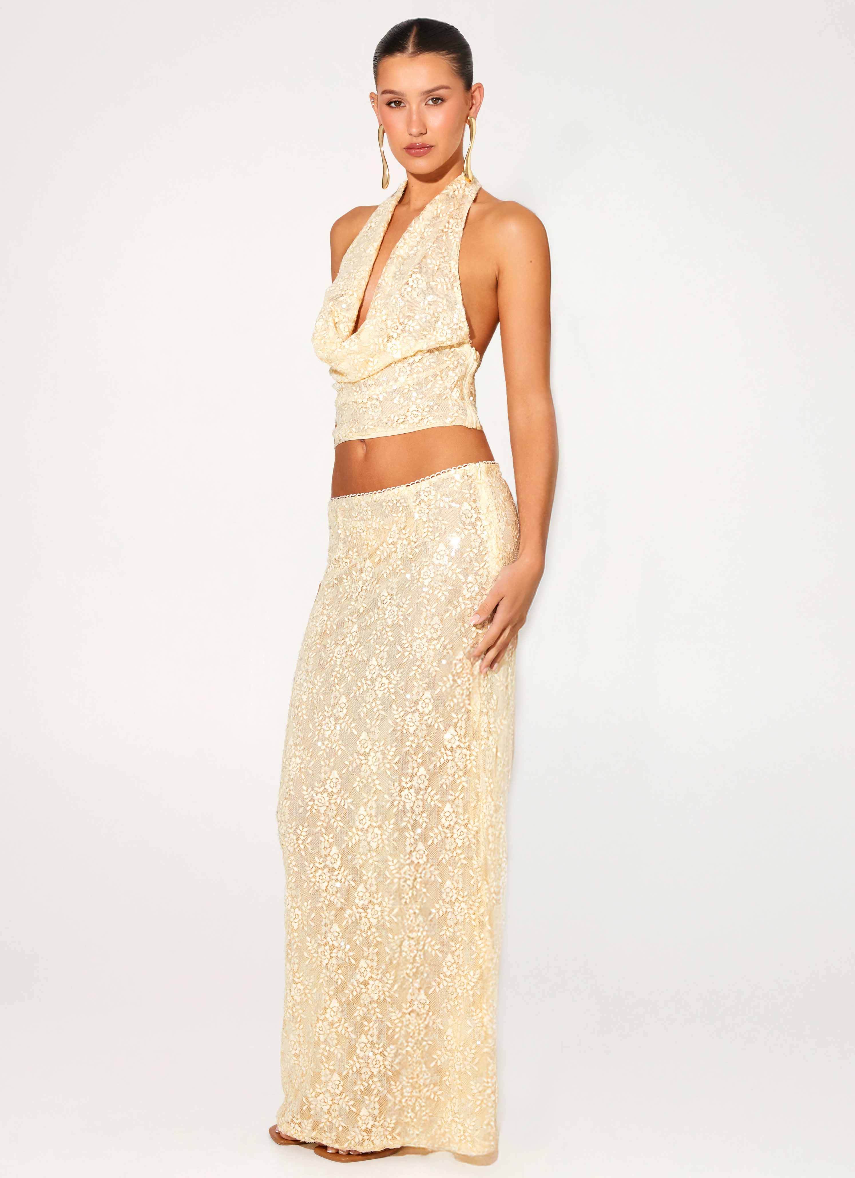 Bling It On Maxi Skirt Ivory