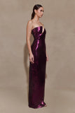 Winston Strapless Sequin Maxi Dress Plum