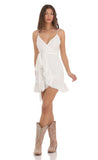 Wrap Ruffle Dress in White