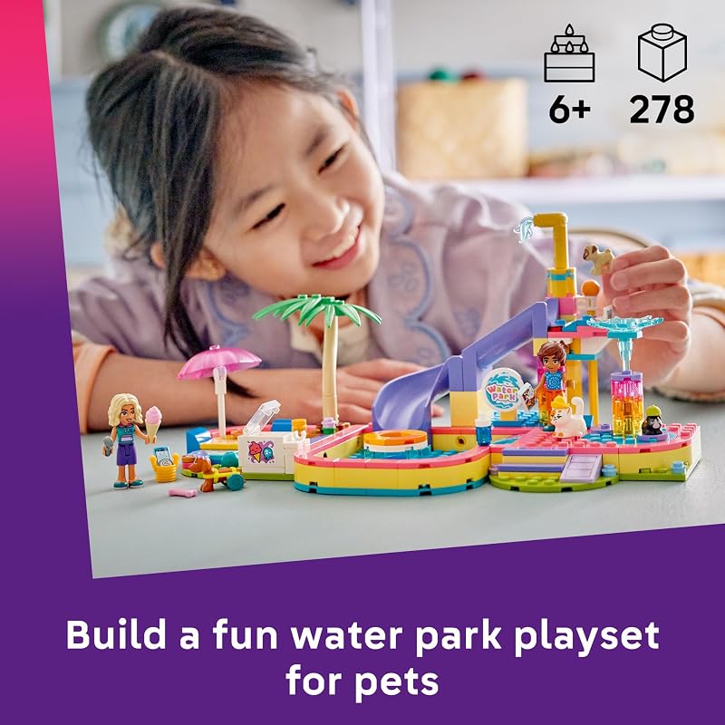 LEGO Friends Fun Water Park Day 42676 Building Toys for Girls Boys Ages 6 Playset W 2 Minidolls 4 Animal Figures 278 pieces Gift for Birthdays