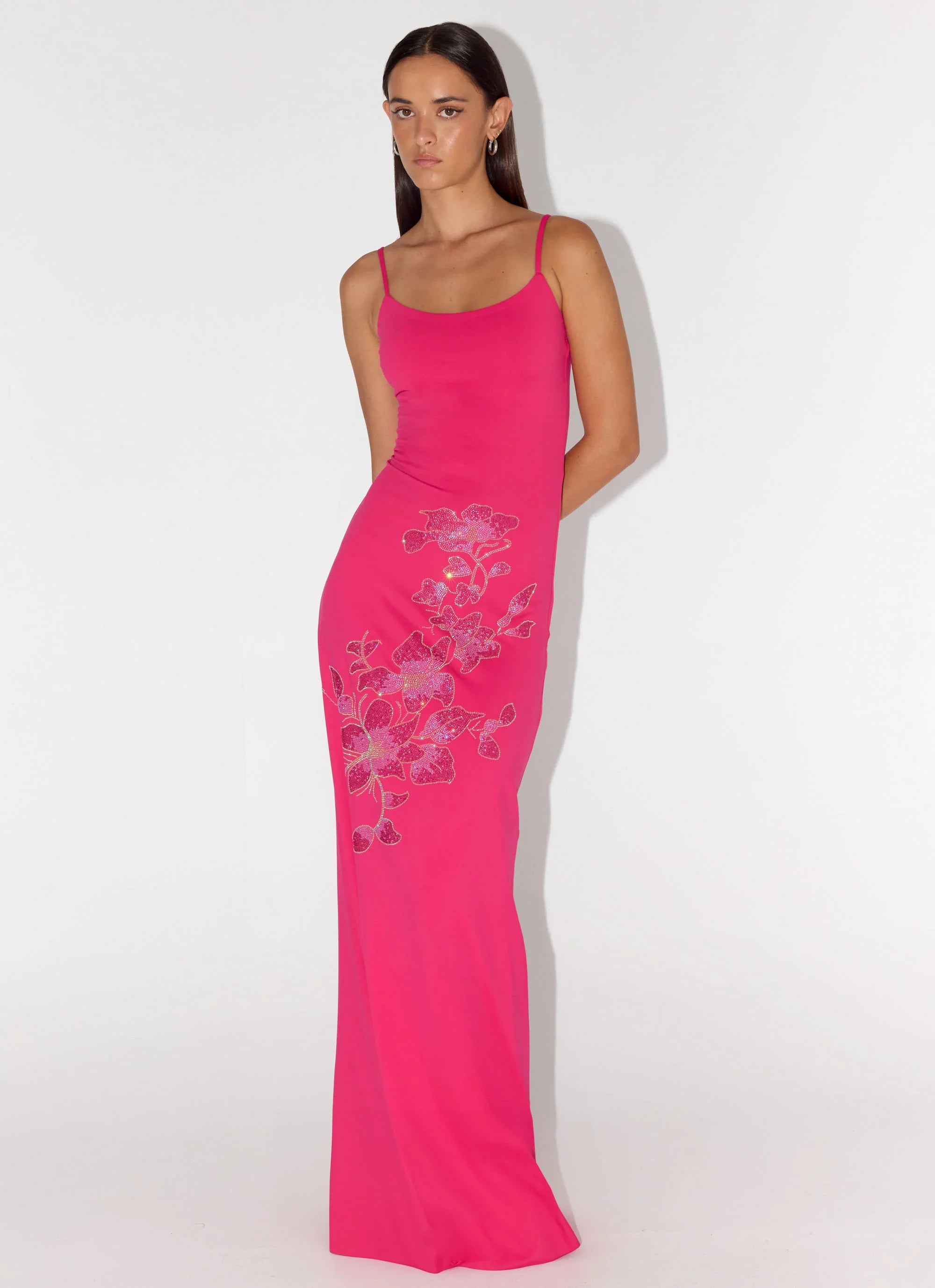 Carmine Embellished Maxi Dress Fuchsia