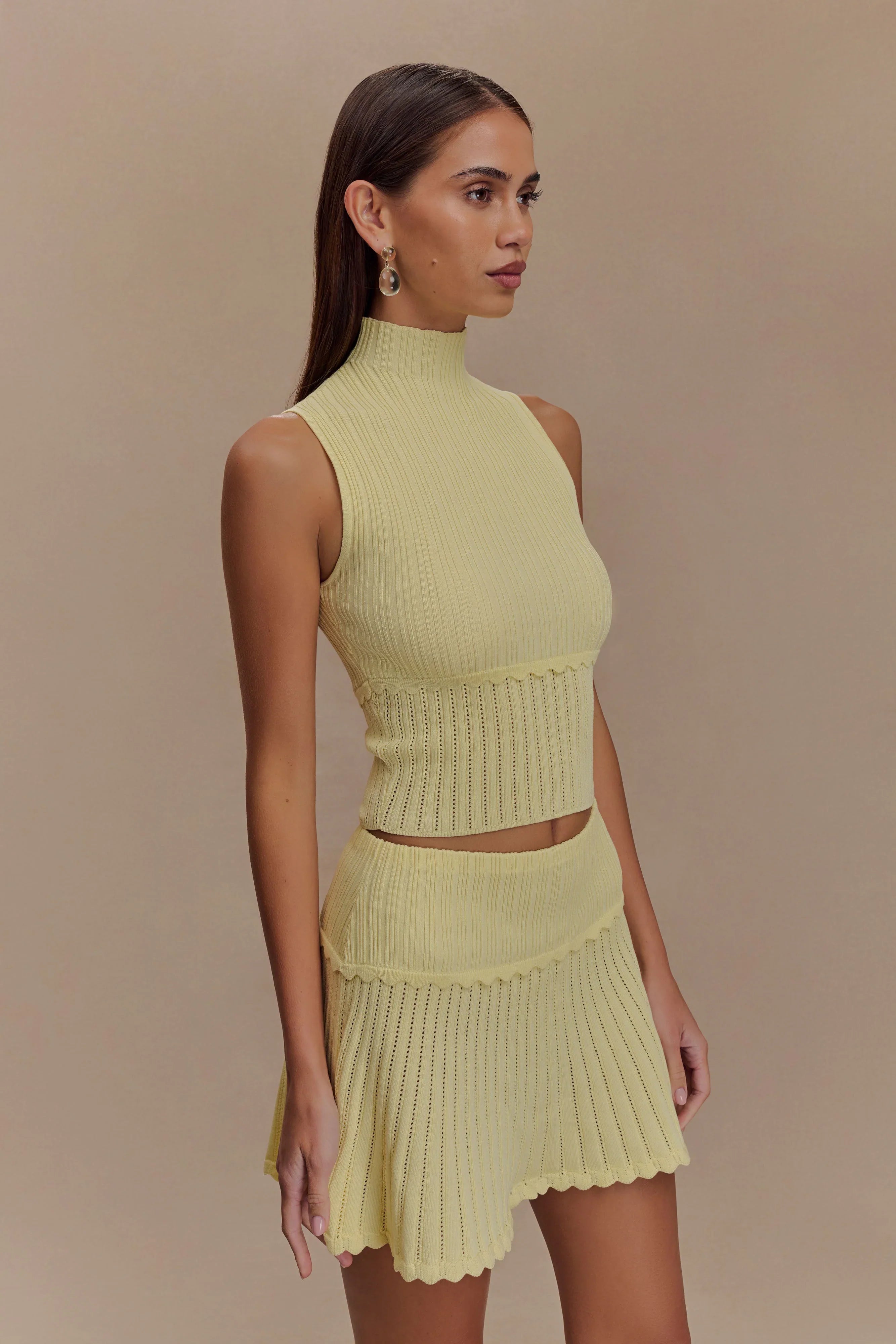 Indy Pointelle Knit Top Lemon