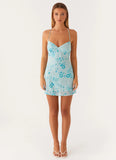 Vietta Sequin Cami Micro Mini Dress Blue