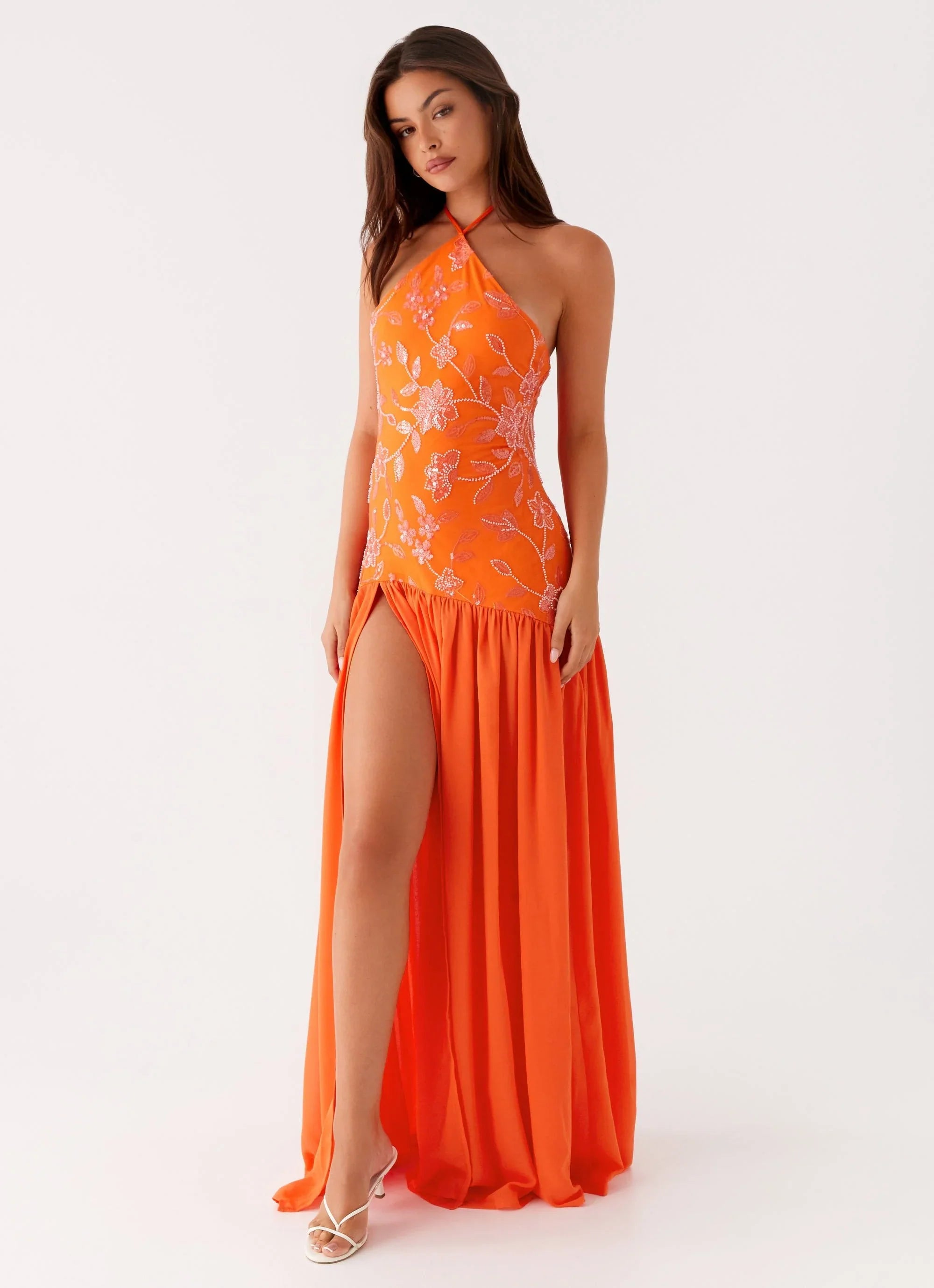 Janelle Beaded Maxi Dress Orange