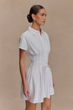 Aysha Buttoned Linen Mini Dress White