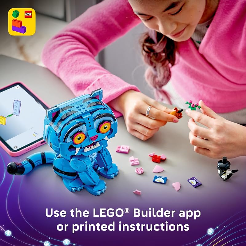 LEGO Kpop Demon Hunters Derpy Tiger and Sussie Bird 72537 Building Toy for Girls Boys Ages 9 Collectible Movie Display for Bedroom or Book Shelf W Flower Pots Letters