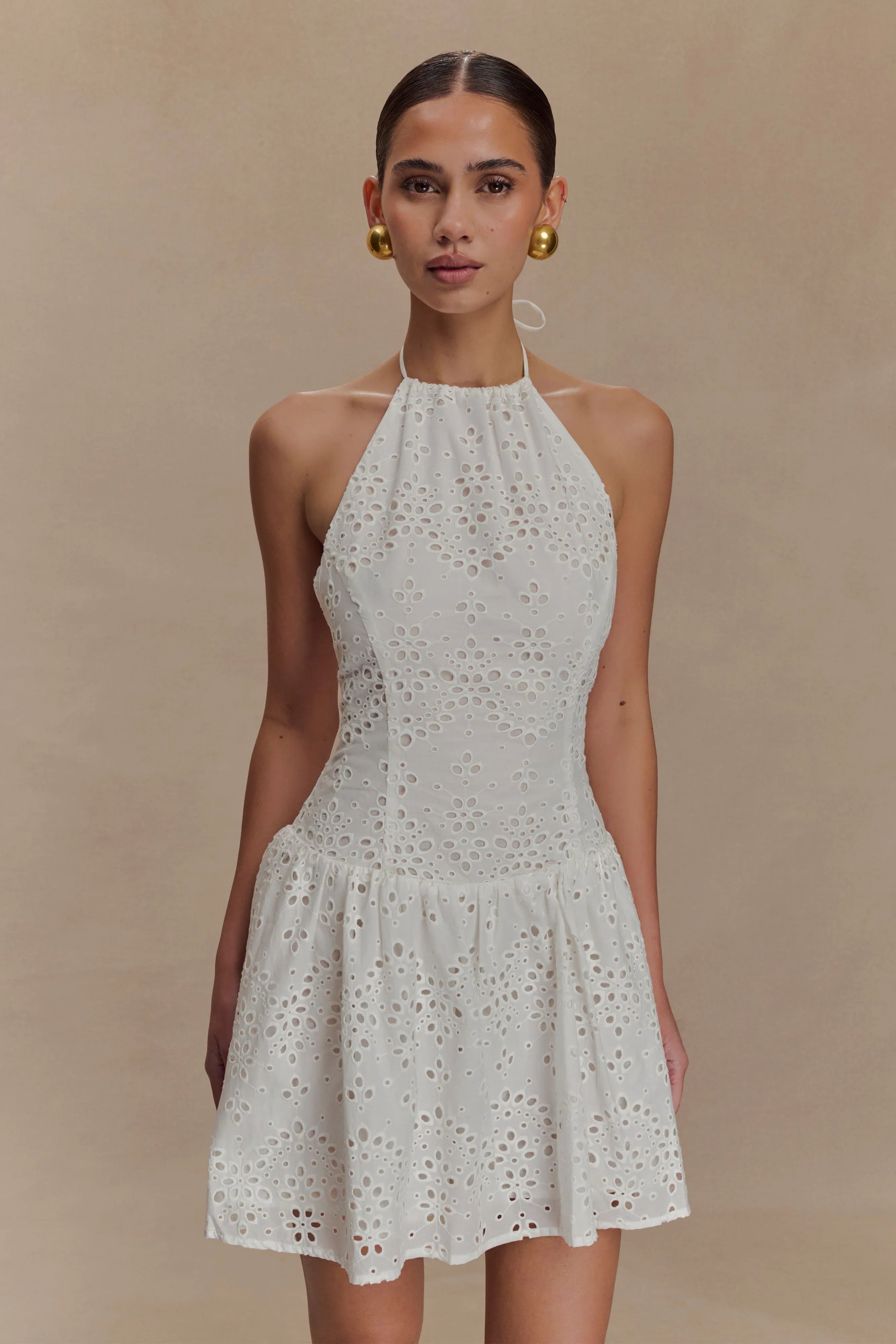Carlina Broderie Mini Dress White
