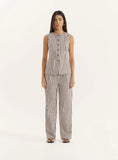 Brown Stripe Straight Leg Trouser