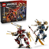 LEGO NINJAGO The Twin Titan Mechs 71870 Building Toys for Boys Girls Ages 12 Posable Mech Action Figures 3 Minifigures 1707 pieces Gift for Birthdays