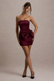 Tanisha Port Satin Bandeau Mini Dress With Bow