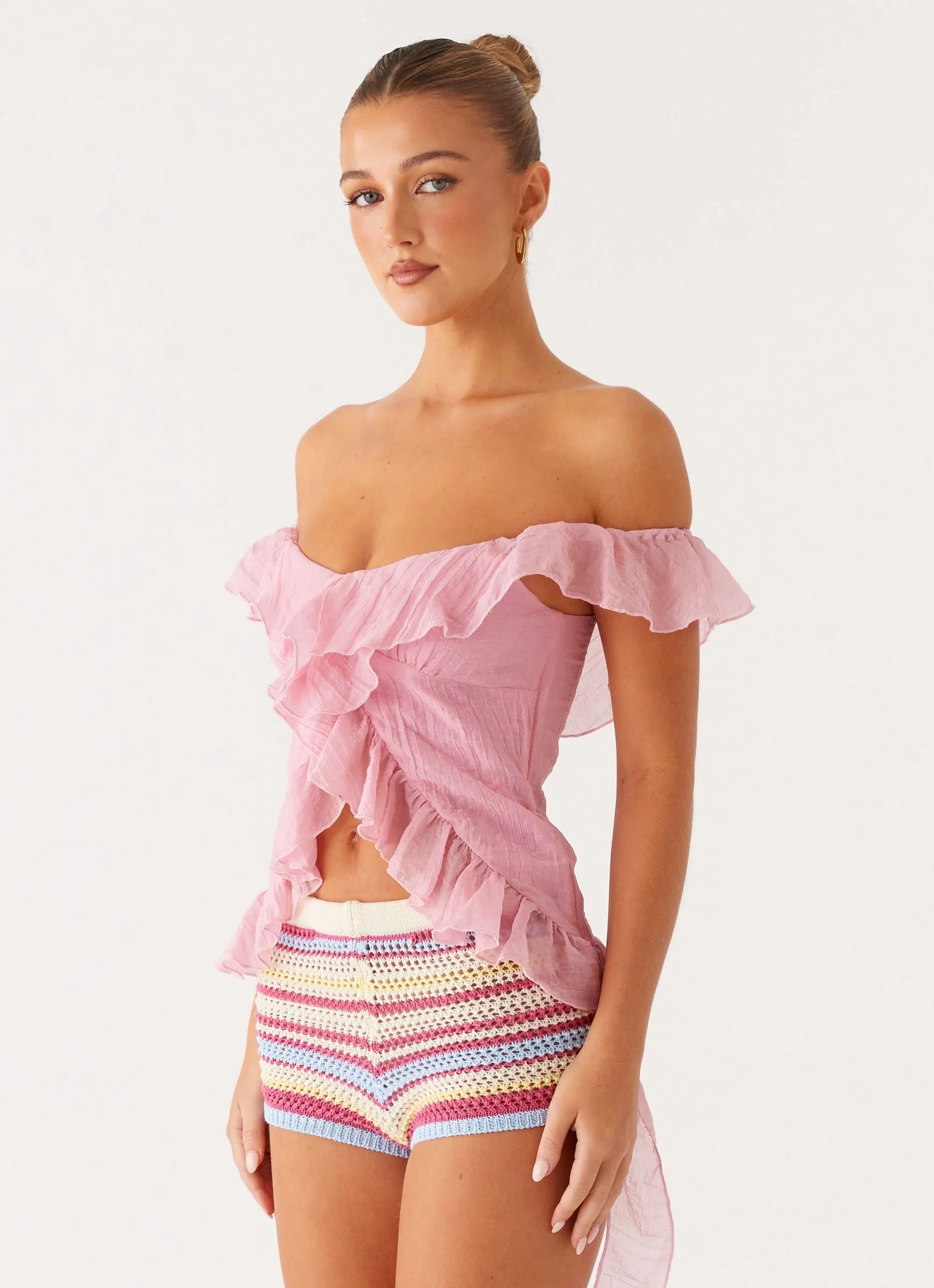 Dylan Off Shoulder Top Pink