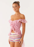 Dylan Off Shoulder Top Pink