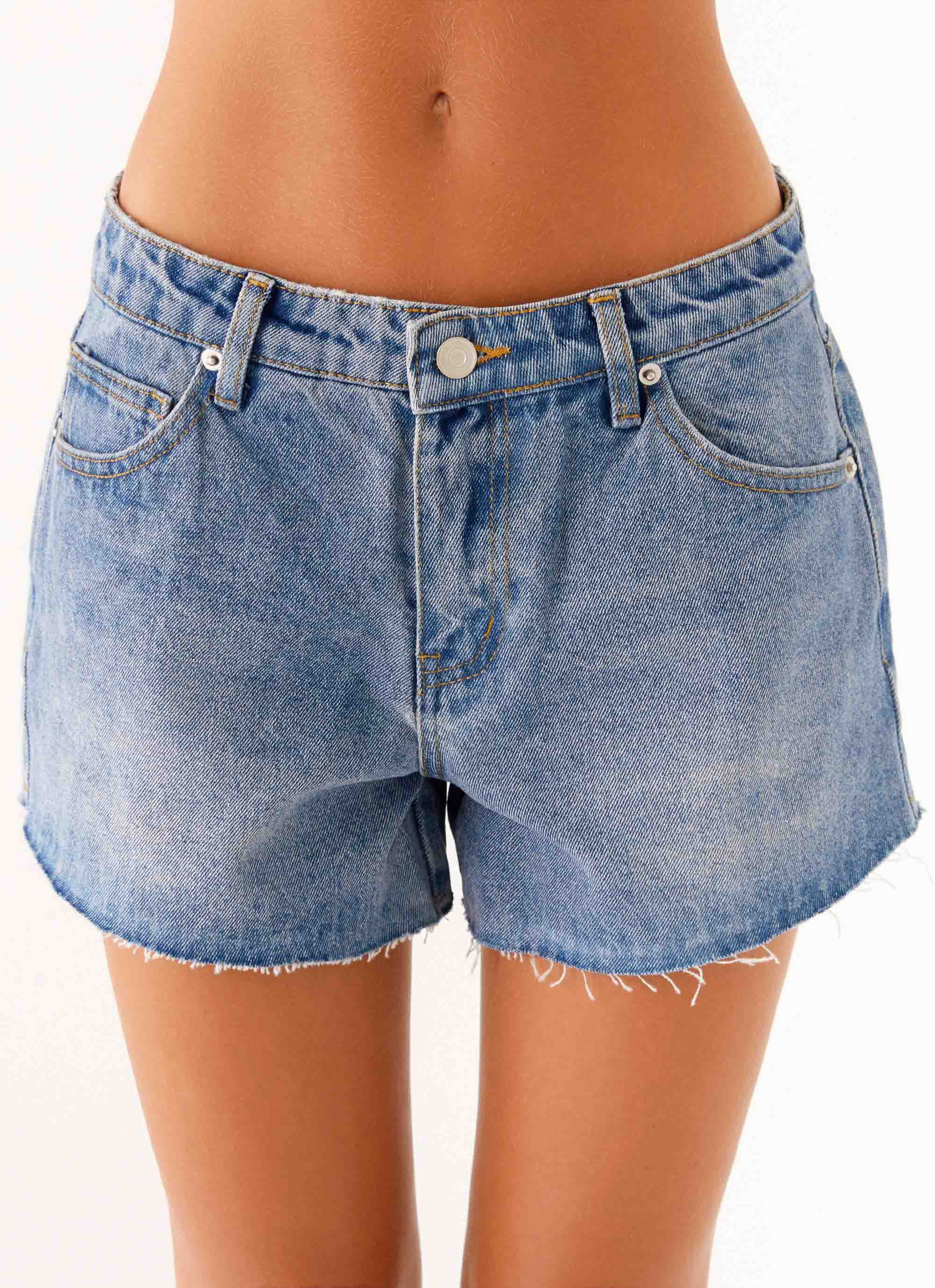 Davie Low Rise Denim Shorts Blue