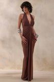 Lesley Brown Plunge Neck Maxi Dress