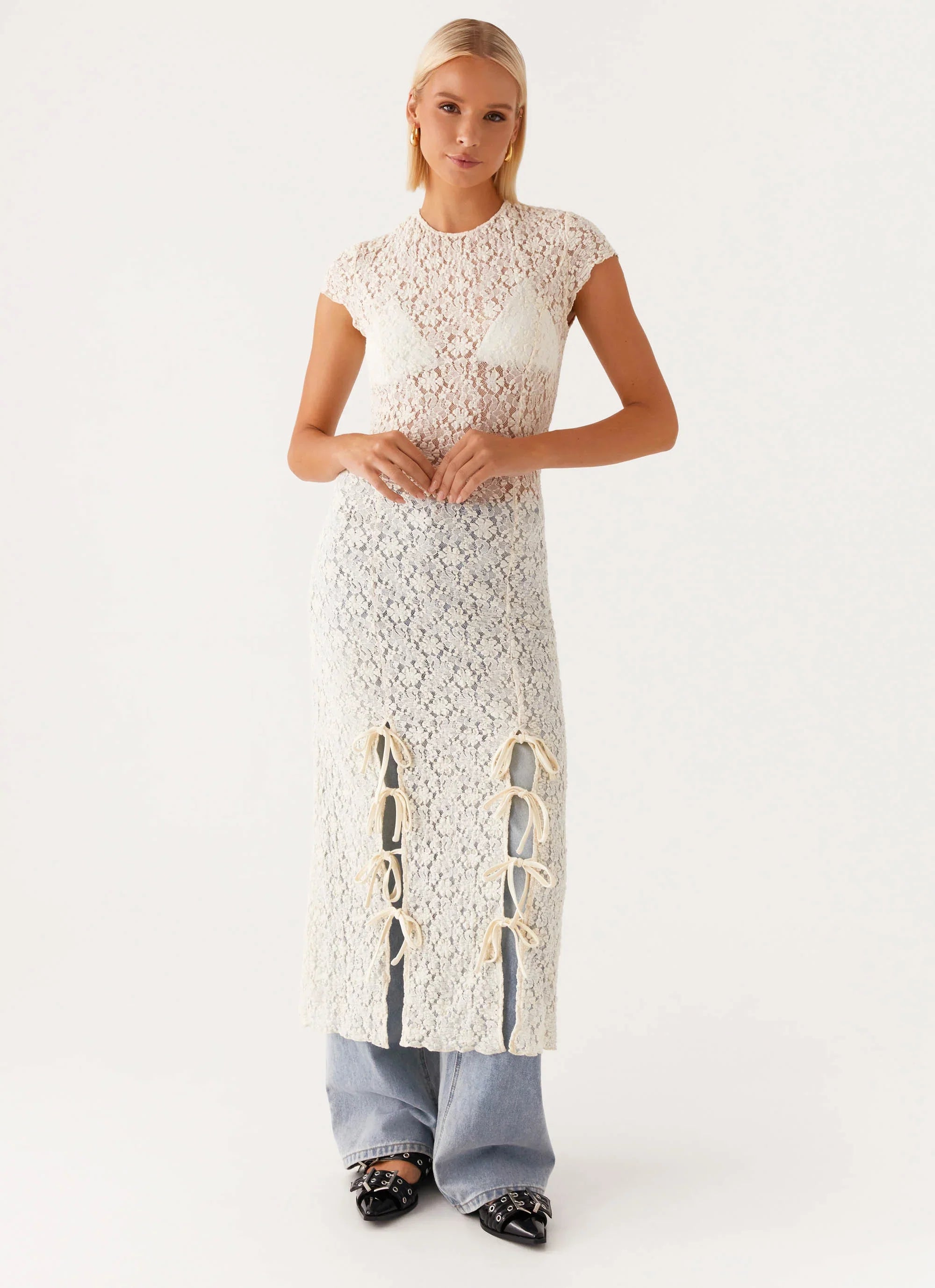 Gisele Lace Midi Dress Ivory