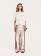 Cream Fourth Printed Cropped T Shirt