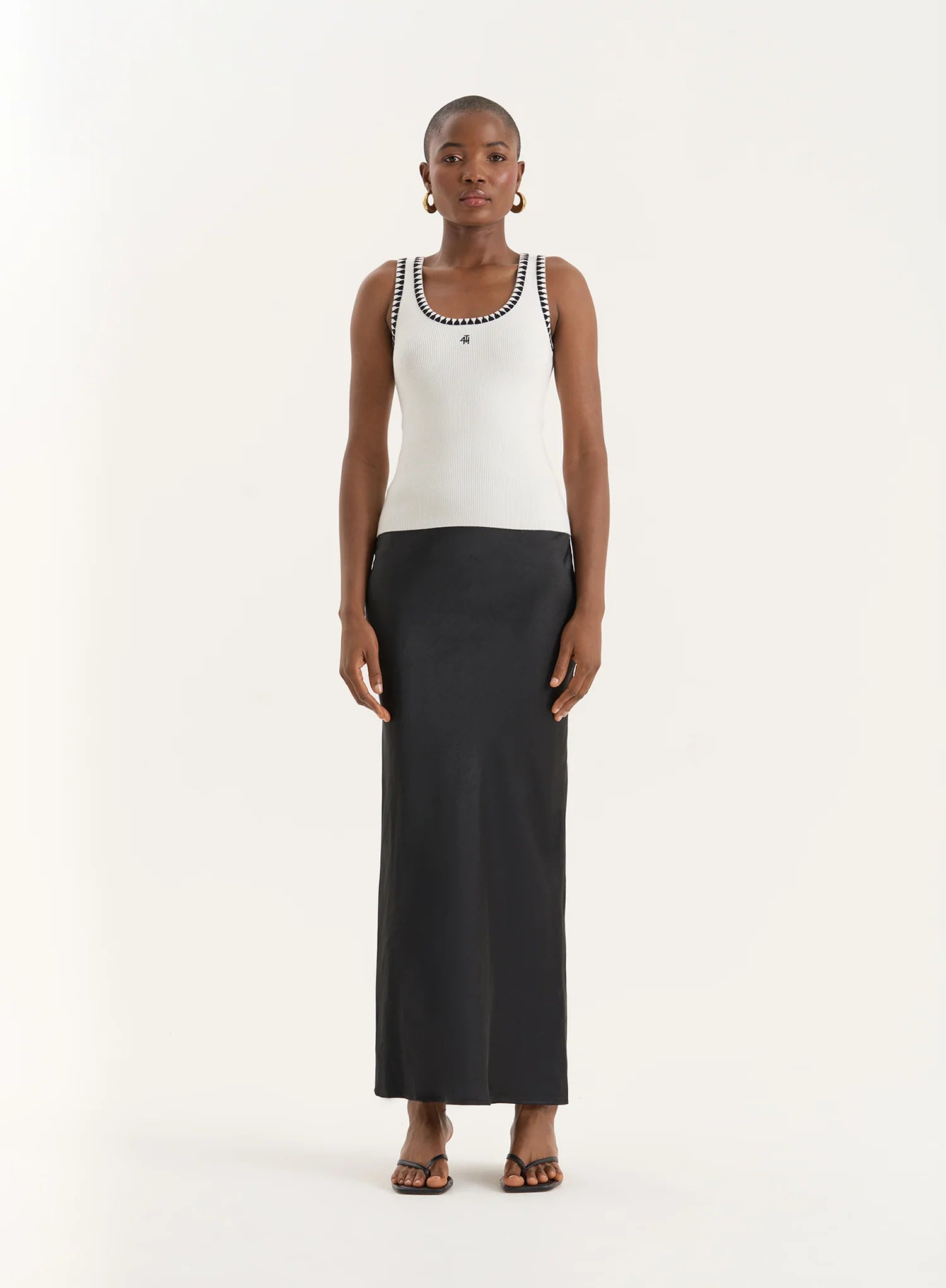 Cream Knitted Contrast Stitch Vest Top