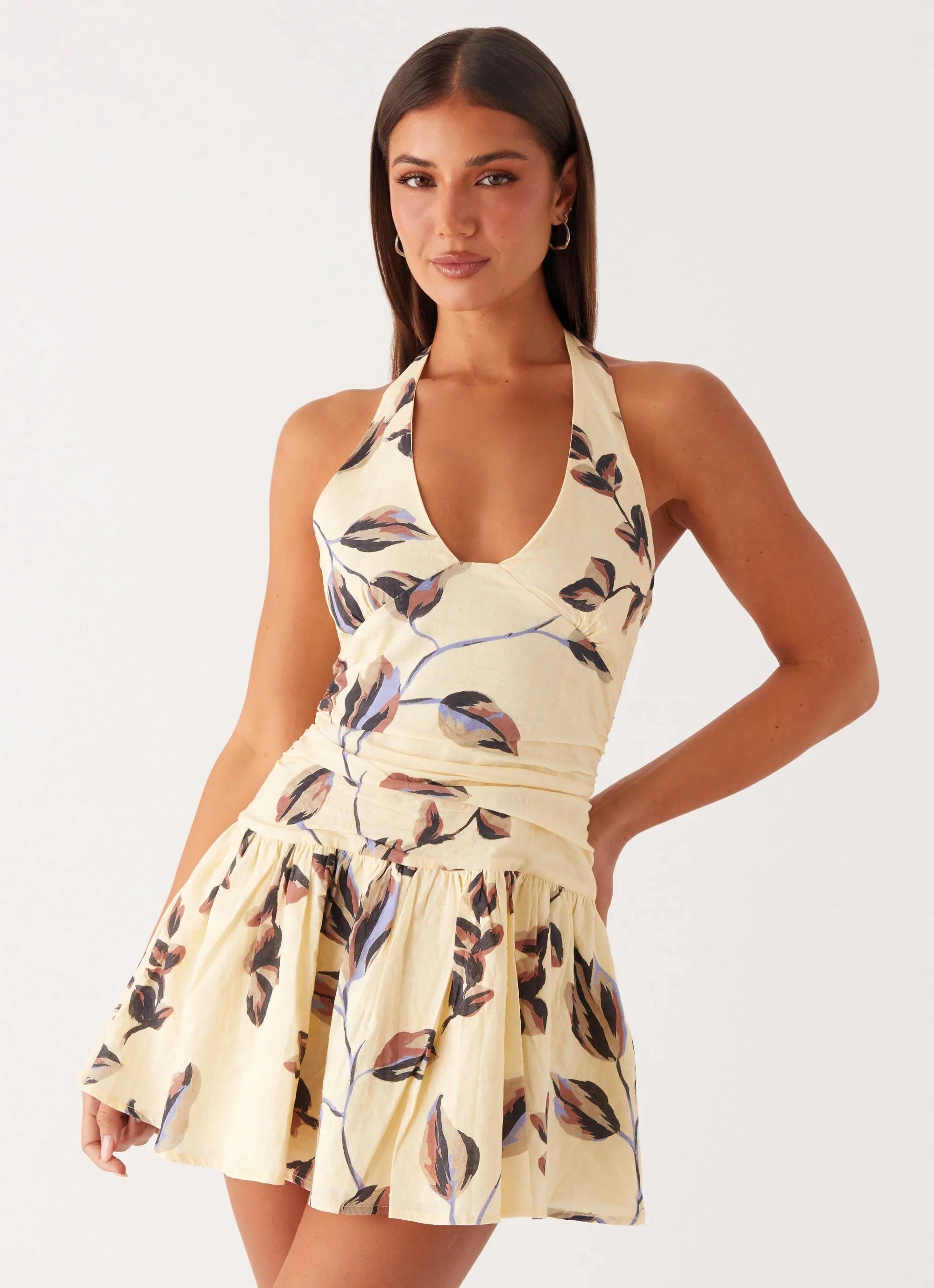 Mirelle Halter Neck Mini Dress Buttercream Bliss