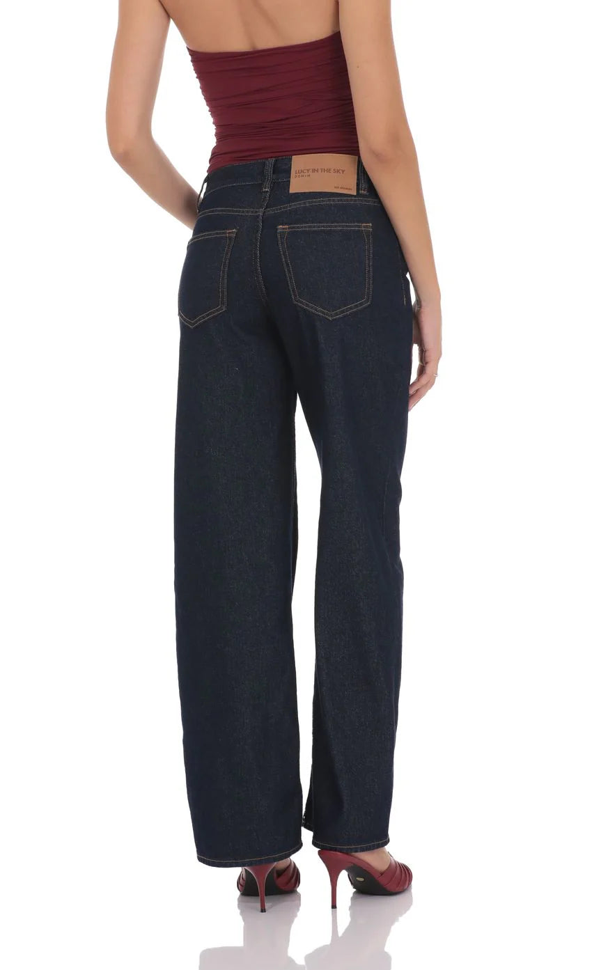 Mid Rise Baggy Jeans in Navy