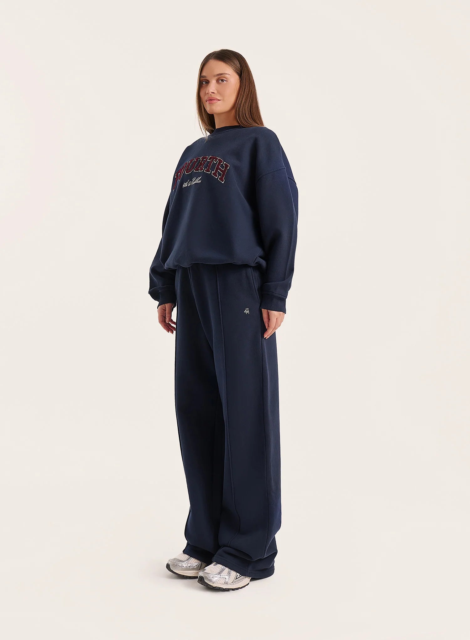 Navy 4th Wide Leg Branded Joggers