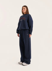 Navy 4th Wide Leg Branded Joggers