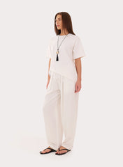 White Asymmetric Lace Hem T Shirt