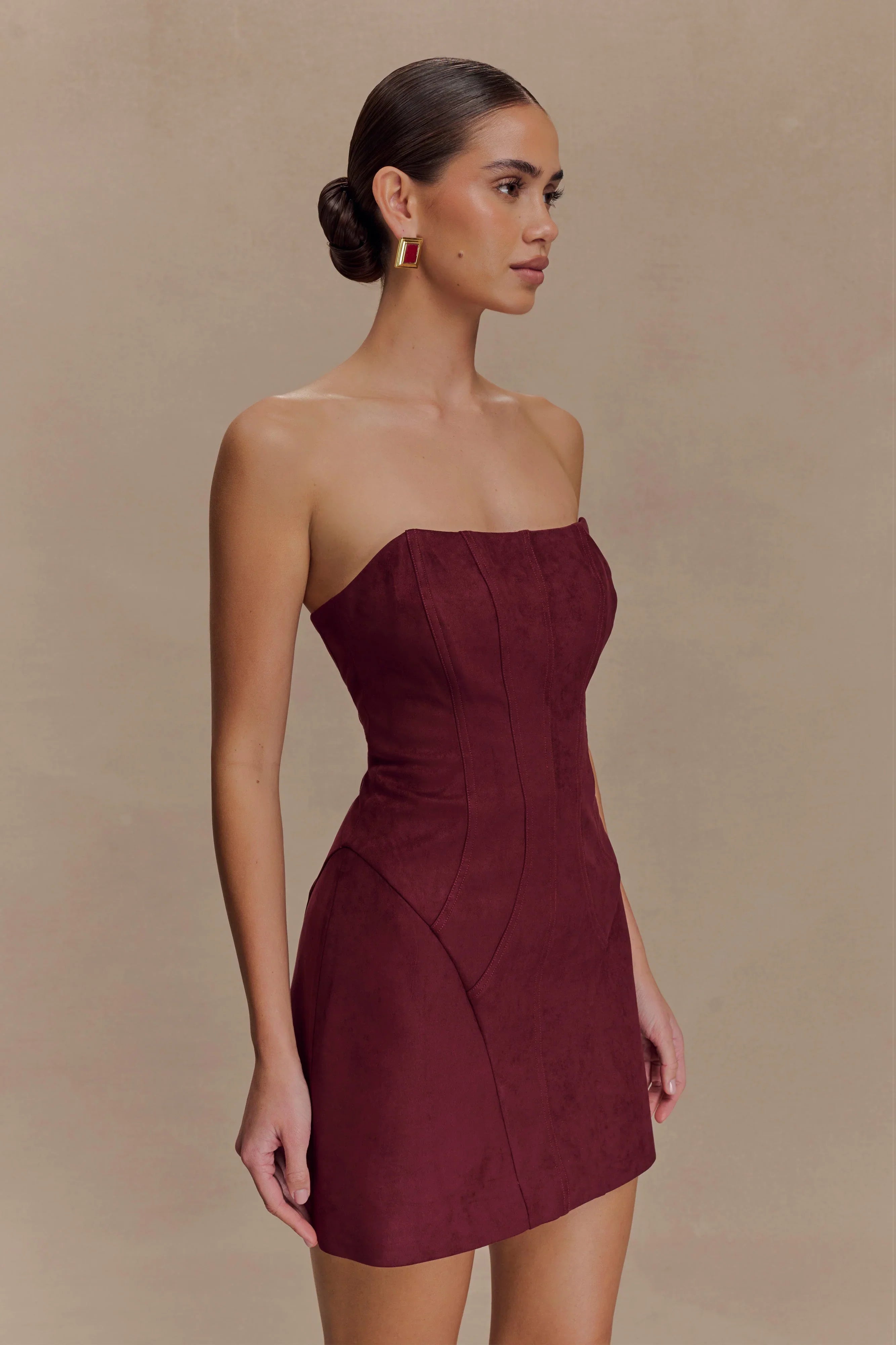 Andy Faux Suede Mini Dress Wine