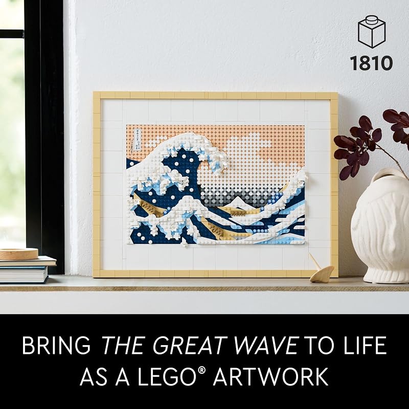 LEGO Art Hokusai The Great Wave Framed Japanese Wall Art Building Set Unique Wall Decor for Home Room or Office Fun Activity for Adults Ages 18 Gift for Men and Women 31208