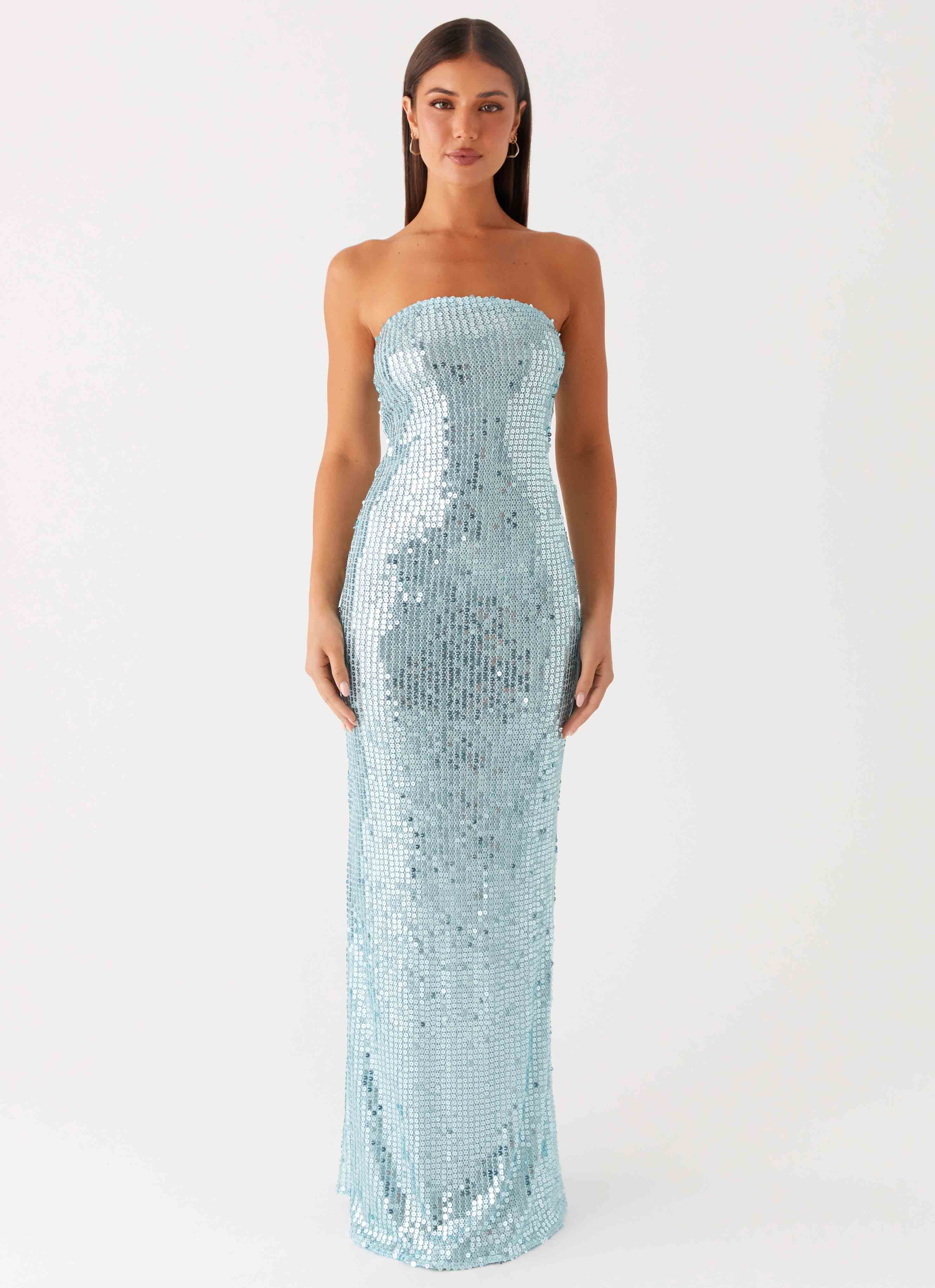 Lyric Sequin Maxi Dress Turquoise
