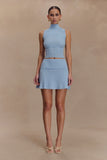 Indy Pointelle Knit Mini Skirt Cornflower Blue