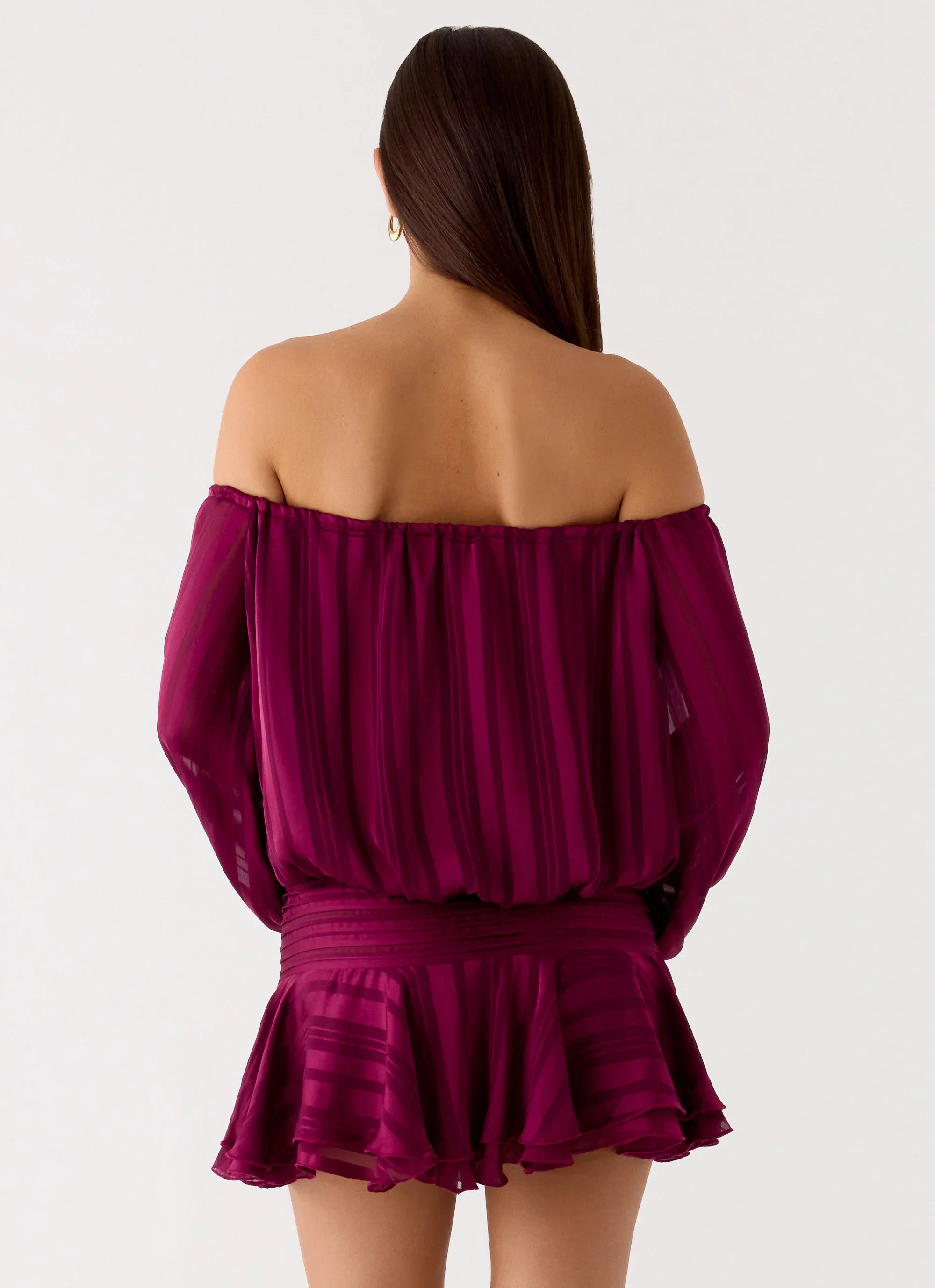 Eira Balloon Sleeve Mini Dress Plum