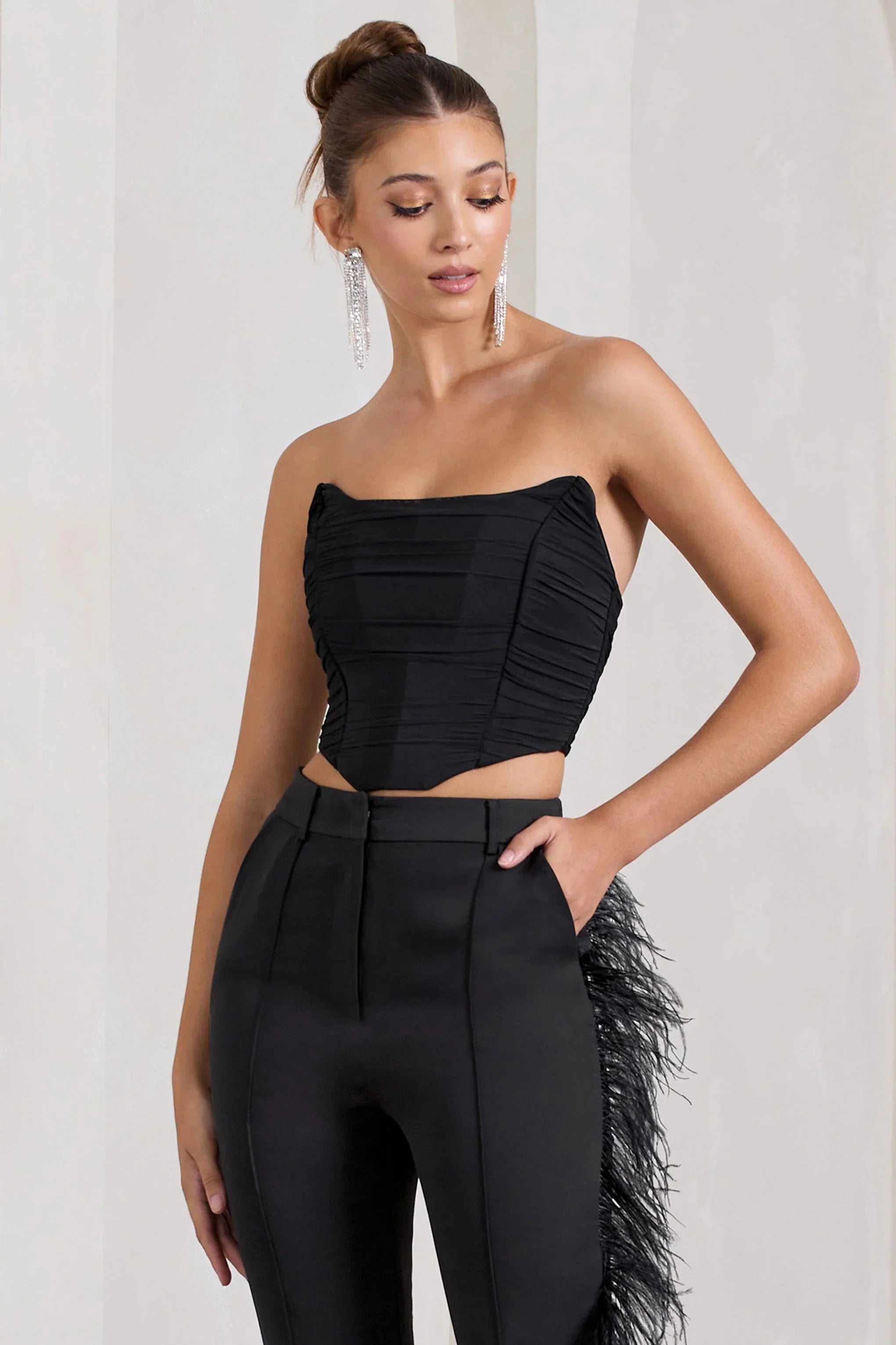 Obsessed Black Bandeau Mesh Corset Style Crop Top