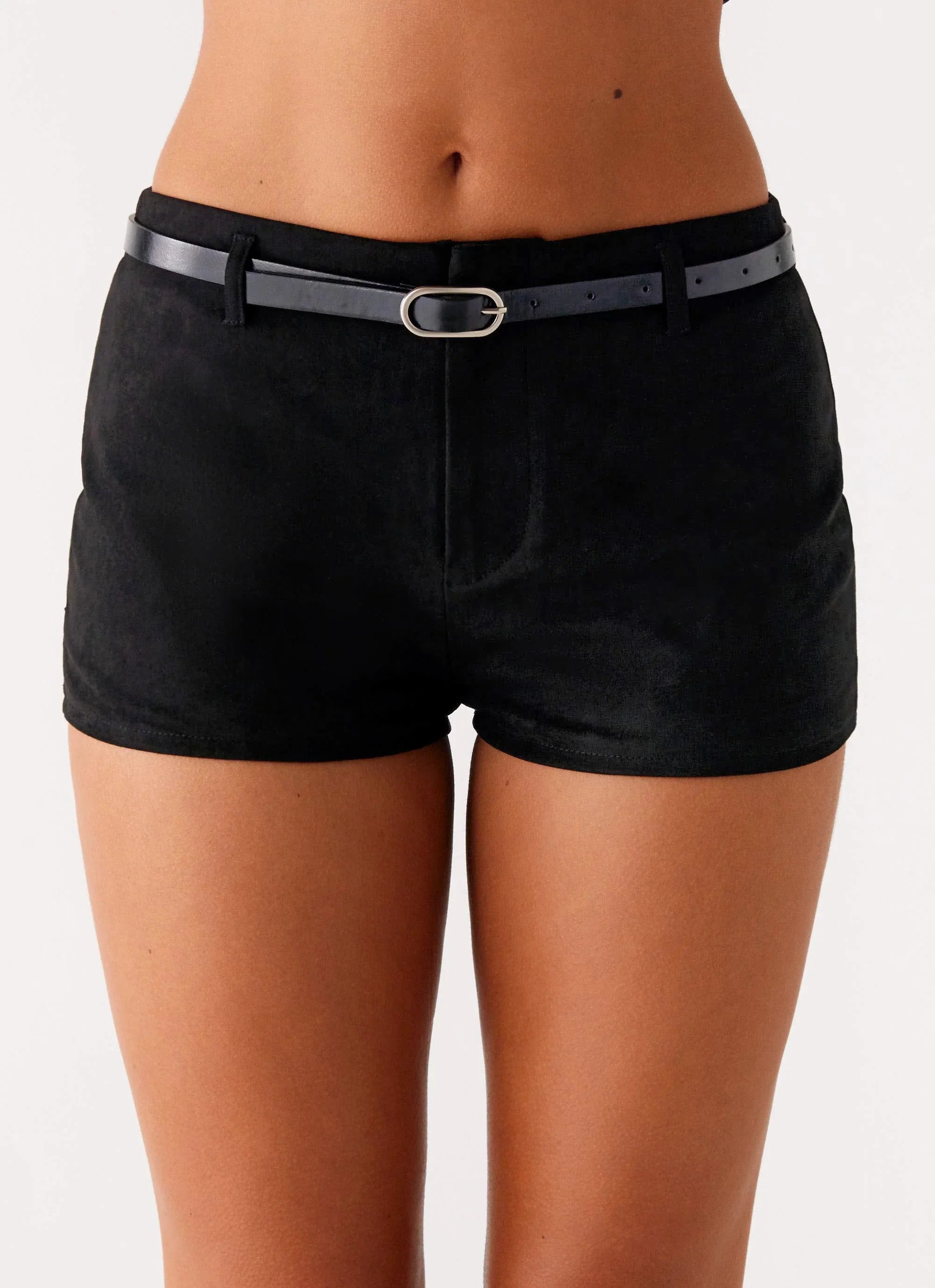 Katie Suede Mini Shorts Black