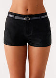 Katie Suede Mini Shorts Black