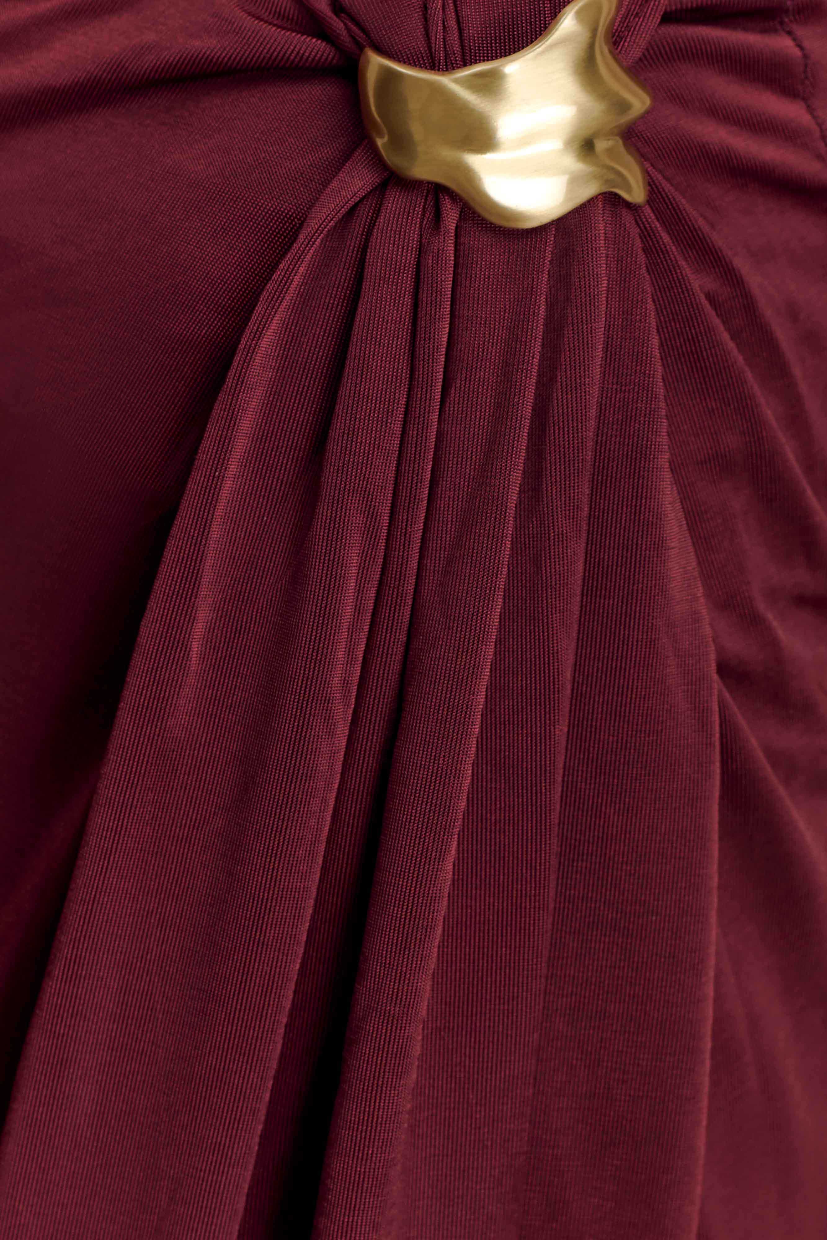 Bridget Slinky Maxi Skirt With Hardware Burgundy