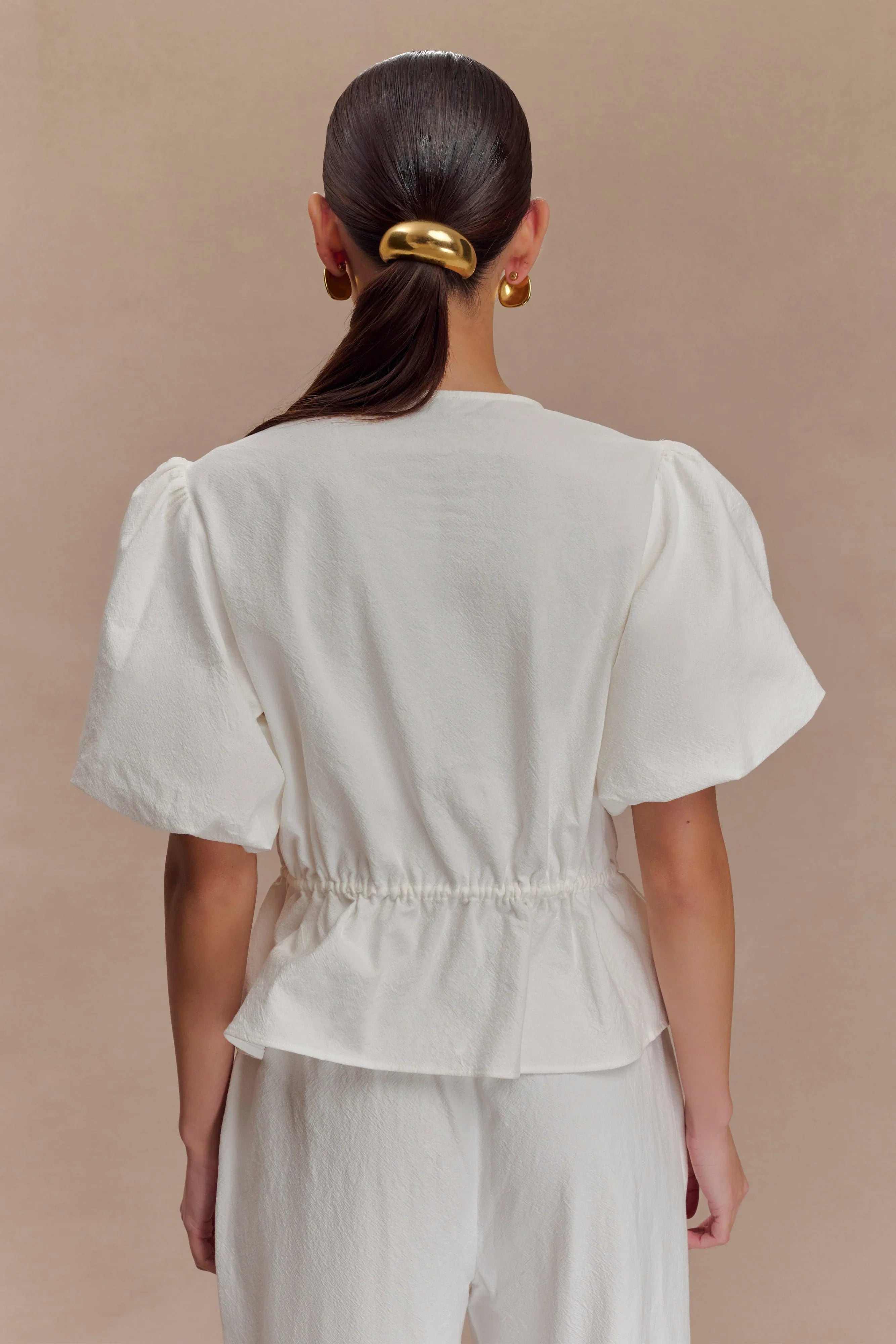 Emilie Puff Sleeve Cotton Top White
