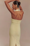 Amelita Suiting Halter Midi Dress Pale Lemon