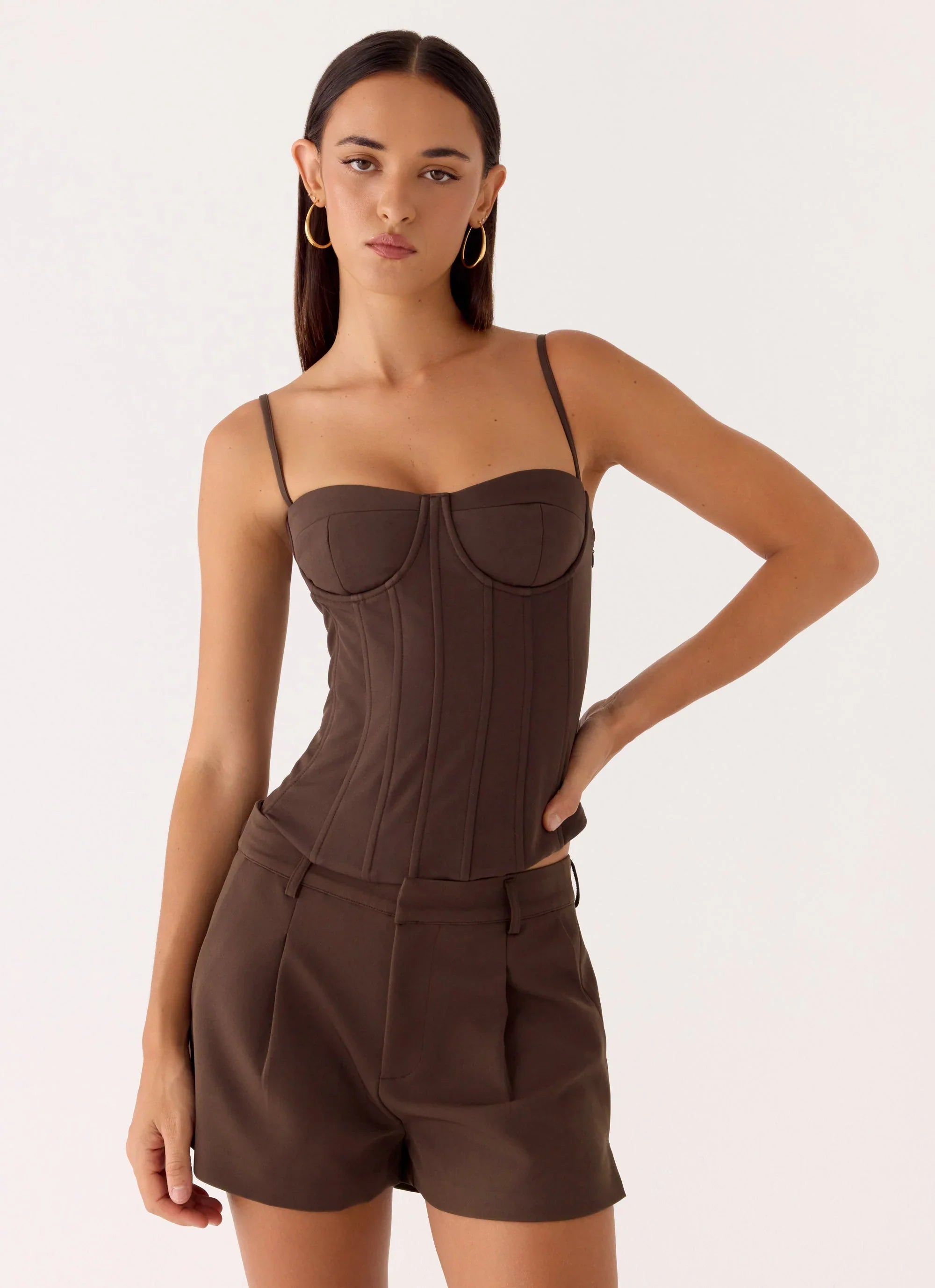 Asher Suiting Shorts Dark Chocolate