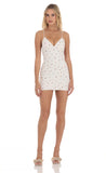 Floral Bow Tie Bodycon Dress in White