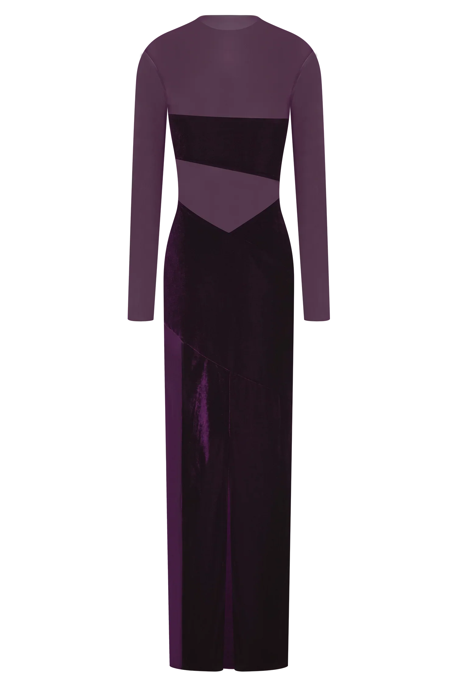Davina Velvet And Mesh Maxi Dress Purple
