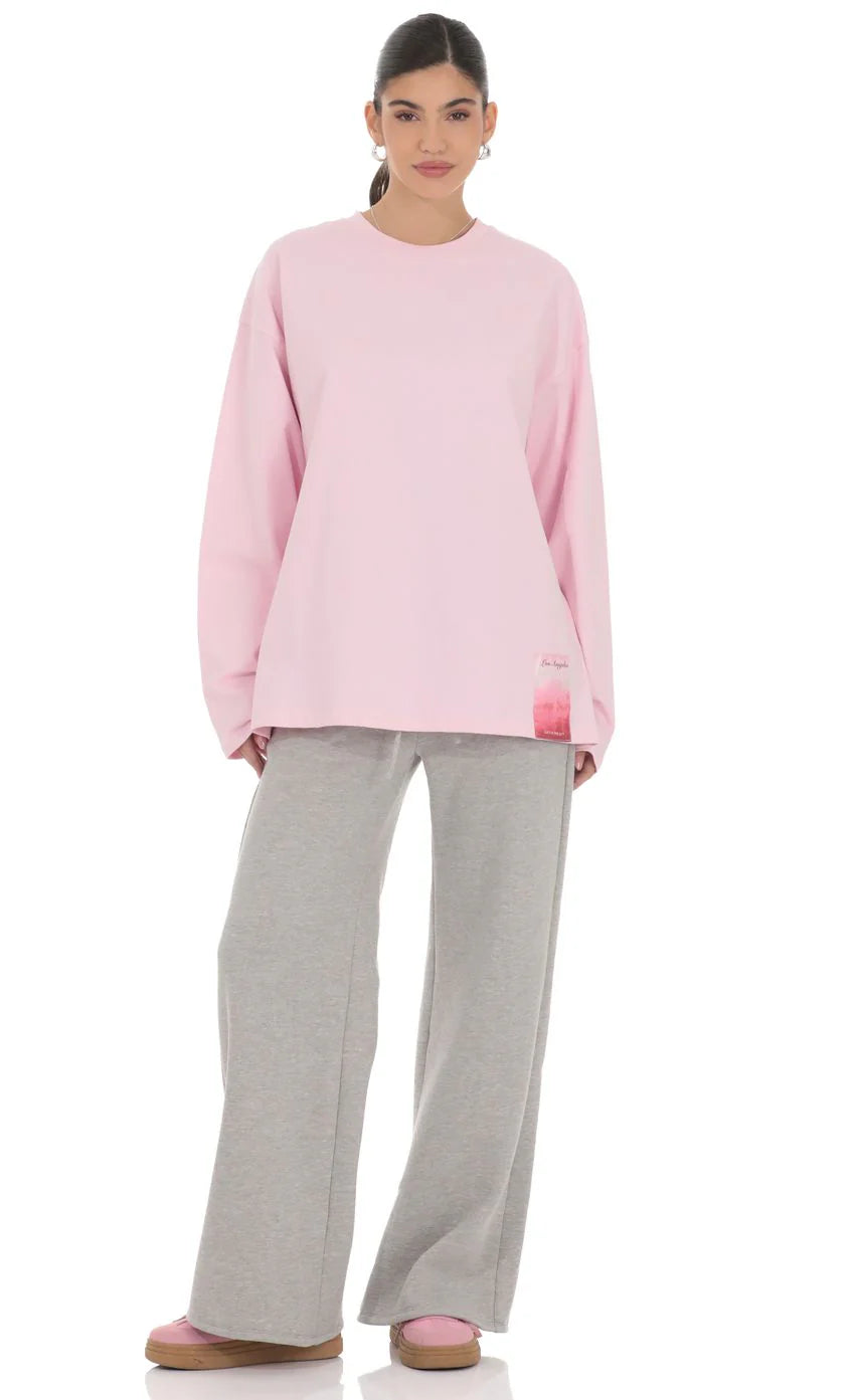 Lucy Graphic Crewneck Shirt in Pink