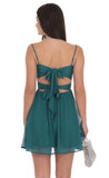 Shimmer Front Twist A line Dress in Teal