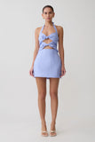 Ella Bow Detail Halter Mini Dress Periwinkle Blue