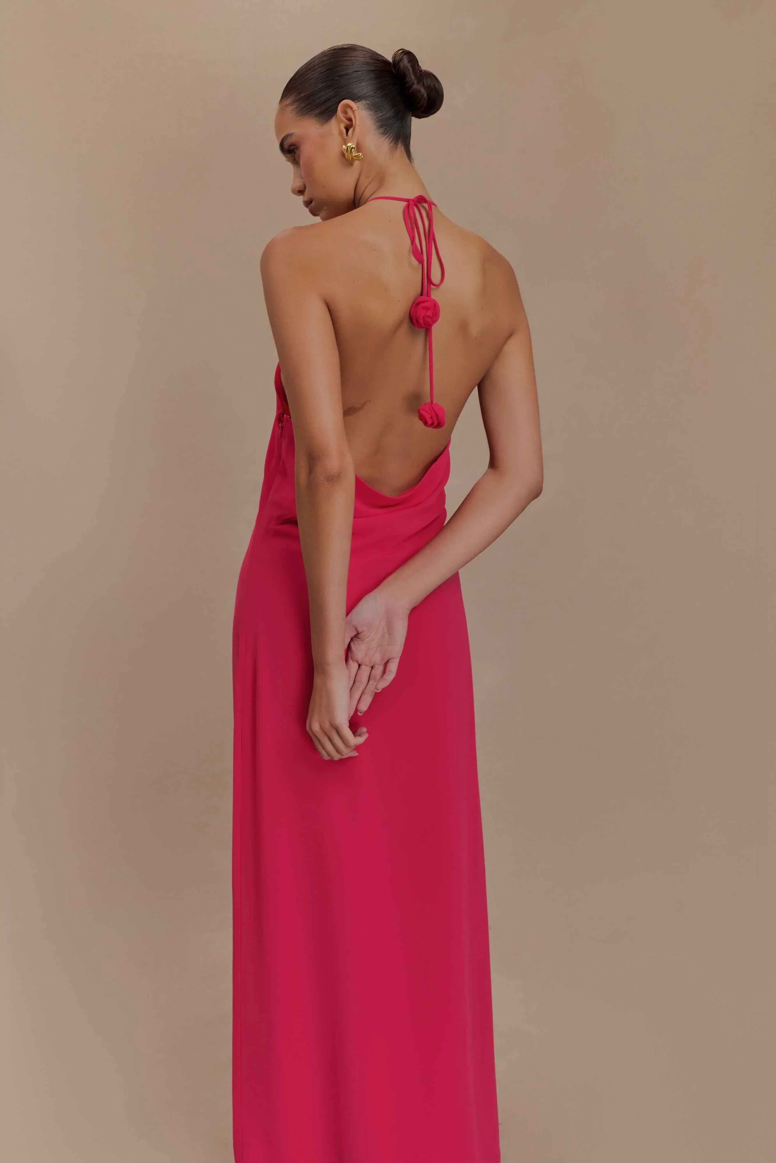 Rosalia Cowl Neck Maxi Dress Raspberry